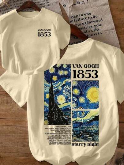 Camiseta Feminina Delicada T-shirt Artes de Van gogh Estampada frente e costas Máximo Conforto Blusinha de mulher descolada tendencia camisa novidade