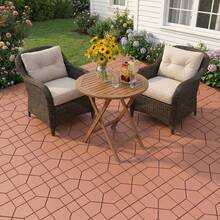 44 Pack Interlocking Plastic Deck Tiles - 12"X12" Square - Waterproof Outdoor - Poolside Balcony Backyard Decking Tiles - Easy Installation - Sturdy PP Material - Strong Load-Bearing Capacity - one-size - View 11