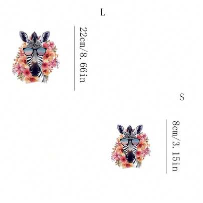 1pc/2pcs/3pcs Floral Zebra Print Heat Transfer Stickers, Hot Stamping DIY Clothing Accessories, Suitable For Fashionable T-Shirts, Hoodies, Hats, Bags