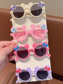 2/4Pcs 2026 Newest Boy Girl Cute Bear Frame Bowknot Kids Children Fashion Glasses Eyewear Back-To-School Season Gift,Card Only Show,Don't Shipping - Multicolor - View 5