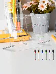 1pc Acrylic Weekly Planner Desk Memo Board (6 Whiteboard Markers Included), Reusable Dry Erase Writing Board For Office - Desktop Board - View 11