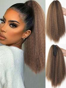 12 Inch Women's Clip-On Straight Hair Natural High Ponytail, Imitation Medium Length Ponytail Wig, Suitable For Women's Daily Wear - Multicolor - View 19