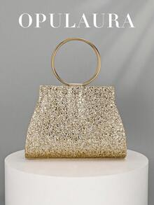 OpulAura Women's Fashion Sparkly Crystal Rhinestone Evening Clutch Bag, Glitzy Luxury Zebra Pattern Party Handbag, Suitable For Ball Gowns, Parties, Galas, Birthday Celebrations, Bridal Accessories - 金色 - 查看 11