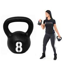 Kettlebell Pintado 8 Kg Para Academia Ferro Fixa - Preto - Visão 3