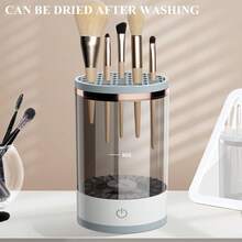 3-In-1 Electric Makeup Brush Cleaner (Cleansing + Drying + Storage), Includes Silicone Pad, New USB Automatic Rotation, Suitable For All Sizes Of Makeup Brushes, Thoroughly Cleans, Personal Care, Personal Cleaning Tool, Makeup Brush Cleaning And Drying Tool, Makes A Great Christmas And New Year's Gift, 1 PC USB Powered Automatic Makeup Brush Cleaner, 7000RPM Quiet Rotating Cleansing Device, One-Touch Control Compact Portable Beauty Tool For Home And Travel Makeup Brush Maintenance - White - View 8