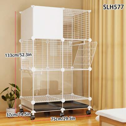 Modular Multi-Tier Bird Cage With Wheels, Pull-Out Tray, Suitable For Parrots And Small Birds