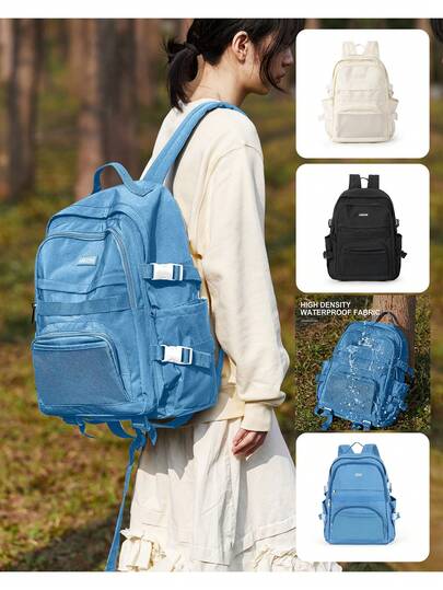 حقيبة ظهر مدرسية بجيوب متعددة سعة كبيرة للنساء لحمل الكمبيوتر المحمول، حقيبة ظهر كاجوال كلاسيكية للكلية، حقيبة خفيفة الوزن للطلاب والطالبات، حقيبة ظهر مضادة للسرقة لحمل أجهزة الكمبيوتر المحمول 15.6 بوصة، حقيبة عمل وسفر ومذكرات للرجال والنساء