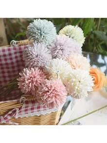 6 Stück, künstliche Pusteblumen, realistischer Strauß tennisballförmiger Chrysanthemen, Valentinstag Geschenk, Hochzeit, Braut Verlobungsfeier Dekoration, Geburtstags- oder Jahrestags-Artikel, Heimdekoration, Tischdekoration. - Mehrfarbiger Löwenzahn - Übersicht 4