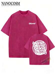 1PCSMen's Oversized T-Shirts, Washing Hip-Hop, Frank Channel, Orange, Ocean, Blonde, Hip-Hop, Fashionable Street Clothes, Retro.-Premium Cotton Graphic Printed Round Neck T-Shirts-365T - 粉色 - 查看 1