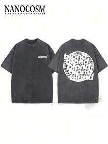 1PCSMen's Oversized T-Shirts, Washing Hip-Hop, Frank Channel, Orange, Ocean, Blonde, Hip-Hop, Fashionable Street Clothes, Retro.-Premium Cotton Graphic Printed Round Neck T-Shirts-365T - 灰色 - 查看 1