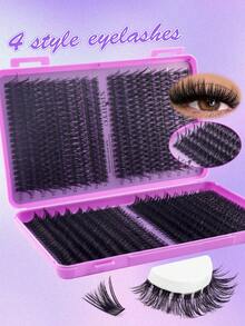 720/630/504pcs Cluster D-Curl False Eyelashes, High Capacity For Dense & Fluffy Natural Makeup, DIY Home Use, Large Capacity For Beginners & Professionals, Soft & Long-Lasting - Multicolor - View 6