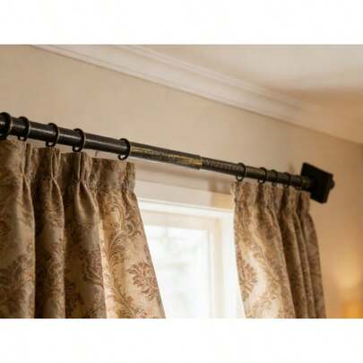 Gordijnroedeset (1 stuk) - 2 decoratieve eindstukken beschikbaar, verstelbare gordijnroede met stevige constructie, eenvoudig te installeren, ideaal voor raamdecoratie en interieur.