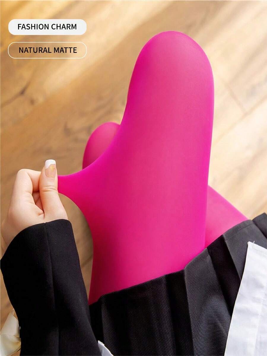 1 đôi quần tất nhung thời trang mới, legging liền mạch co giãn cao dành cho nữ, phù hợp mặc hàng ngày/công sở, mùa xuân và mùa thu. - Màu Hồng Tươi - Xem 1