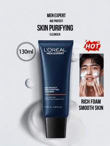 L’Oreal Paris 50/130ml Men's Anti-Aging Purifying Facial Cleanser. Amino Acid Formula With Dipeptide Surfactants, Gently Cleanses, Unclogs Pores, Balances Oil And Moisture, Leaves Skin Refreshed And Smooth. Dermatologist-Tested, Suitable For Sensitive Skin. Available In Full Size And Travel Size. - Men's Youth Source Purifying Cleanser - View 2