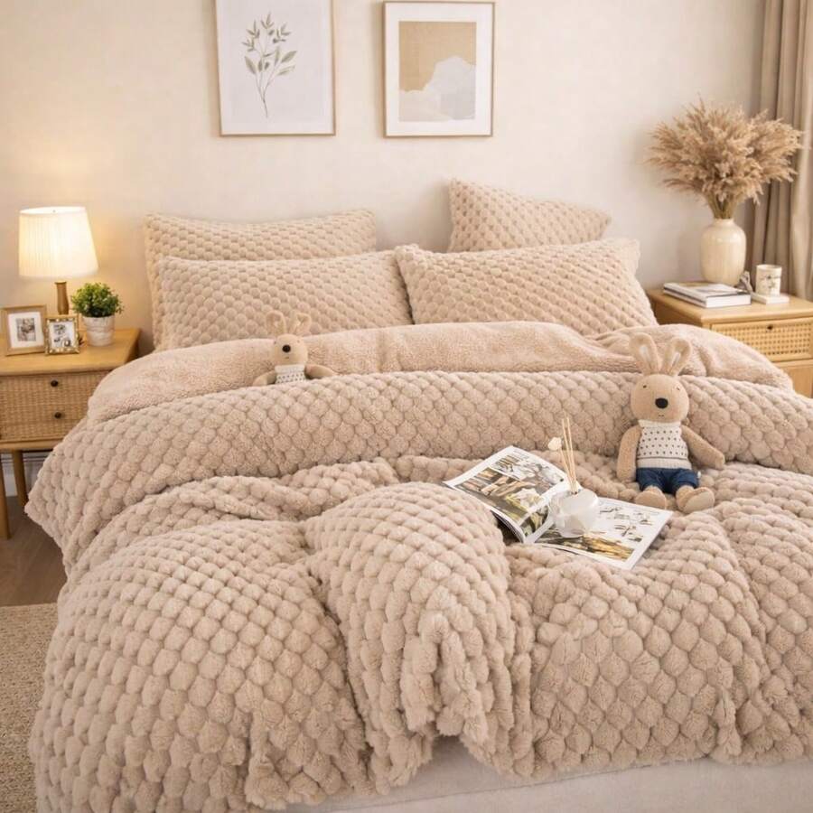 Premium Queen Size Comforter With Velvety Touch And Rabbit Fur Filling, 2.20 X 2.40 Meters. - Beige - View 1