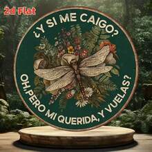1 pieza Placa metálica redonda de estilo vintage 2D con tema de libélula y flores, adecuada para mejorar la decoración del jardín, balcón, estudio, sala de estar, dormitorio, cafetería - 1 pieza - Ver 9