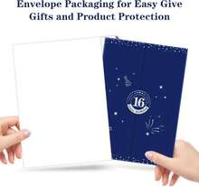 Eiurteao Large 16th Birthday Guest Book Card With Envelope Decorations For Boys, Blue Silver Happy 16 Birthday Signature Book Jumbo Card Party Supplies, Giant Sweet Sixteen Bday Greeting Card Decor - ColorB - 查看 3