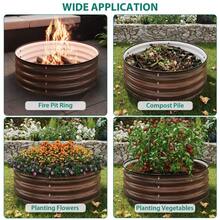 LIZHOUMIL Round Metal Raised Garden Bed 2x1ft Galvanized Planter Box Rust Proof Outdoor Planting Bed With  Rubber Edge For Vegetable Flower Garden Easy Assembly - 木色 3 - 查看 5