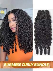 Burmese Curly Bundles Human Hair Sew In Bundles 12-20 Inch Raw Hair Bundles Double Weft A8 Brazilian Virgin Remy Hair Extensions Natural Black - Natural Black - View 1