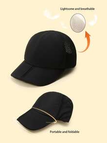 1pc Soft & Skin-Friendly Solid Color Foldable Baseball Cap, Quick-Drying Breathable Fabric - 1PC - View 5