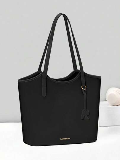 NEWHEY Bolso de mano tipo tote para laptop, bolso de mano impermeable de PU, bolso de gran capacidad, bolso de hombro tipo tote, adecuado para la escuela, el trabajo, la playa, color negro