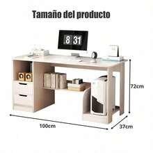 Escritorio moderno de estilo minimalista con dos cajones, escritorio para computadora en casa - Negro - Ver 5