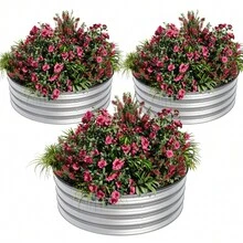 LIZHOUMIL Round Metal Raised Garden Bed 2x1ft Galvanized Planter Box Rust Proof Outdoor Planting Bed With  Rubber Edge For Vegetable Flower Garden Easy Assembly - Brown 3 - View 1