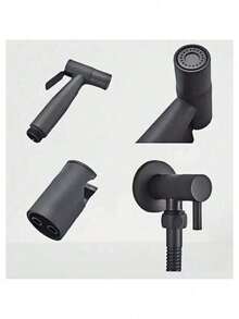 Ducha Higiênica 1/4 Volta Banheiro Luxo Gatilho Aço Inoxidável Acabamento Fosco Cor Preta Dorofox - preto - Visão 4