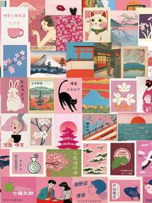 50/250张粉色日系复古美学涂鸦贴纸，适用于DIY手账、文具、行李箱和笔记本 - 防水贴纸 - 1 Set - 查看 9