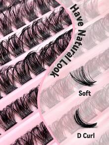 120 st. D-böjda klusterögonfransar 8-16 mm blandade längder, spetsiga individuella ögonfransar, naturligt utseende, fluffiga klusterögonfransar, gör-det-själv-ögonfransförlängning, mjuka franskluster, ögonfranskluster, individuella ögonfransar, fransar, lösögonfransar - D - Visa 4