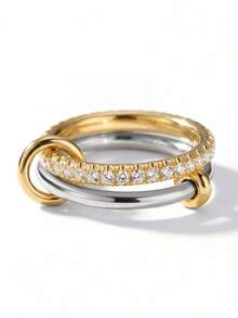1 Stück 925 Sterling Silber glatter Dreifach-Reifen-Ring, geeignet für Frauen, elegante Kristall-Ohrringe, exquisiter Schmuck - Verschiedenfarbig - Übersicht 26