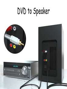 1根RCA音频线，2个RCA公头对2个RCA公头立体声音频线，适用于家庭影院、高清电视、功放、高保真音响系统、车载音响、扬声器、低音炮，带镀金插头，黑色 - 查看 7