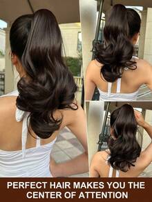 18-Inch High Ponytail Wig With Elastic Band, Real Hair Quality, Curly Ponytail Wig, Natural Fluffy, Easy To Style, Suitable For Daily Wear - Multicolor - View 9