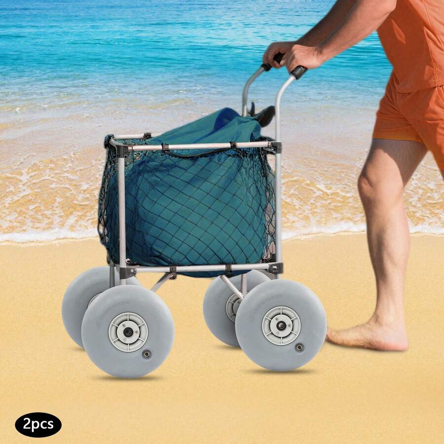 SanBouSi 12x6 Inflatable Beach Wheels 2-Pack, Heavy Duty 121lbs Capacity Per Wheel, PU Rubber Sand Tires With Balloon Design, Low Rolling Resistance, For Beach Cart, Wagon, Fishing Kayak Cart - Balloon Beach Sand Tire - View 1