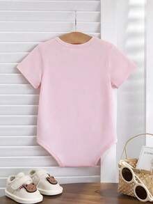 Pink Round Neck Short Sleeve Bodysuit I'm The Best Thing To Come Out Of 2026 Soft 100% Cotton Bodysuit, Easy-Care Snap Closure Outfit For, Perfect Mother's Day Or Birthday Gift For - Unisex Clothing - 粉色 - 查看 3