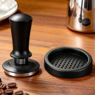51/53/58mm Professional Barista Coffee Tamper With Gasket, Stainless Steel Ridged Base Adjustable Depth, Dual Spring Loaded, Coffee Accessory