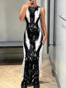 LOVE JOYY 女士无袖连衣裙，修身包臀长裙，派对必备 - 黑色 - 查看 5