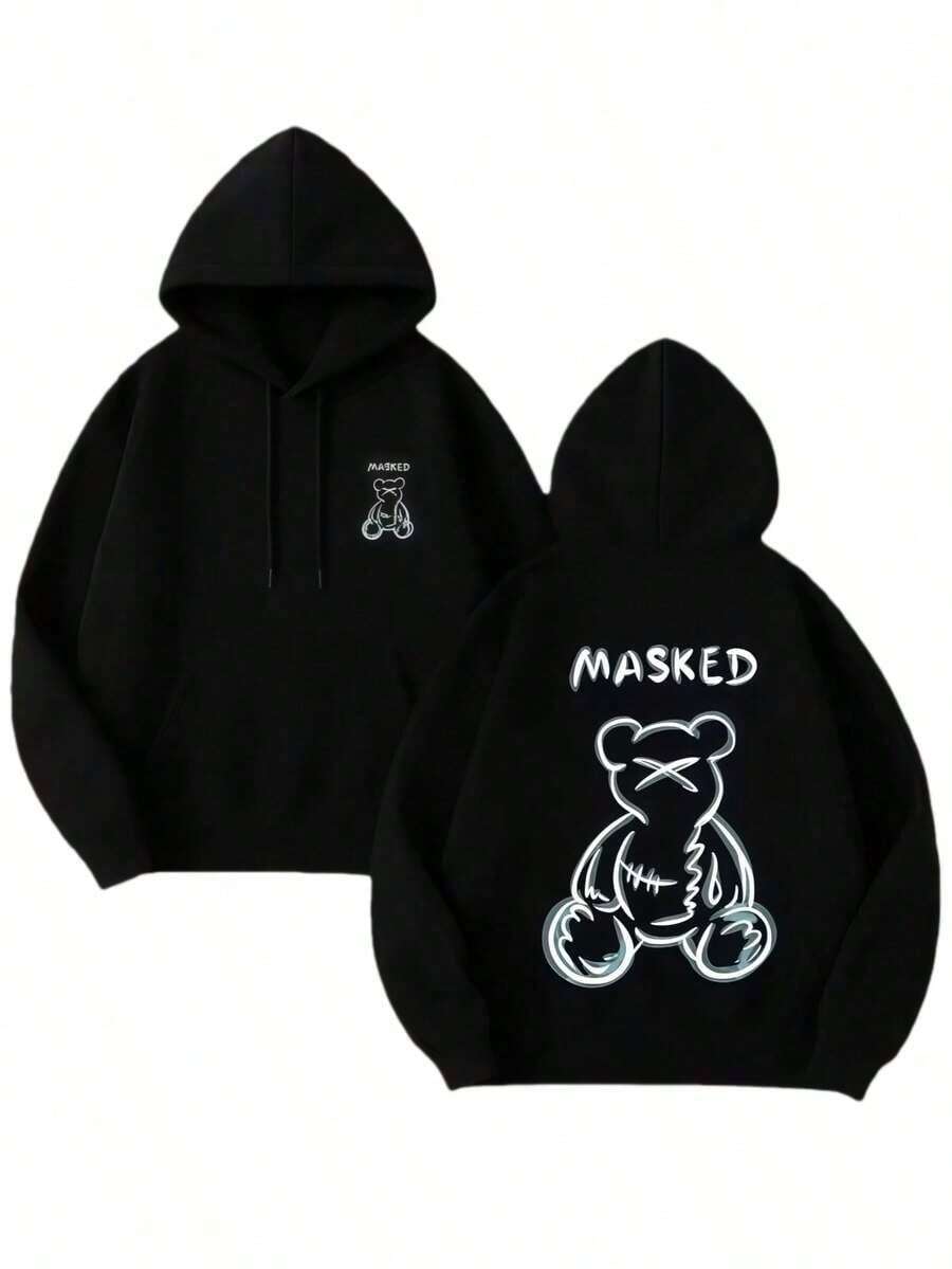 Men's Graphic Hoodie Cartoon Print Streetwear Style Lined Men Everyday Wear Essentials Hoodie Hoodie Women Sweatshirts Women Hoodies Men's Hoodie Sweatshirts Men Essentials Fear - 黑色 - 查看 1