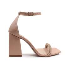 Sandália Salto Bloco 9CM FESTA FORMATURA CASUAL  Casual  Festa  elegante  Festa  Sexy  Casamento  Negócios  básico  Elegante  Neutro    Fivela  Strass    Casamento  Festa  Escritório  Casa  Ar livre - Nude - Visão 3