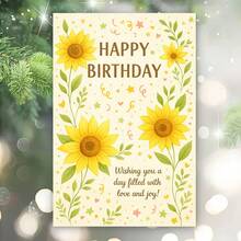 1pc Sunflower Birthday Card – 'Happy Birthday, Wishing You A Day Filled With Love And Joy' – Cheerful Sunflower Illustration – Includes Envelope – Perfect Heartfelt Gift For Celebrating Birthdays With Warmth & Positivity - Single Piece - View 2