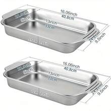 TUMATICLY 4PCS Stainless Steel Baking Trays With Lids (2 Lids, 2 Containers), 9x13IN/22.9x33CM (Large And Small), Rectangular Loaf Pans With Lids, Disposable Baking, Steam Baking Trays, For Cakes, Dishwasher , Serving Containers - View 7