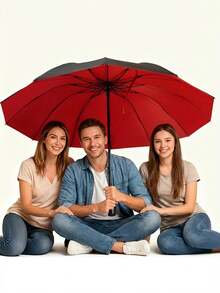 1pc Heavy Duty Large Umbrella, 12 Reinforced Ribs Frame, High Density Waterproof Fabric, Manual Open/Close Windproof Outdoor Umbrella, Easy To Carry Claw Handle, Portable Travel Umbrella, Rainproof UV Protection, UPF50+, Black Coating Sun Protection - Suitable for 2-4 People - View 3