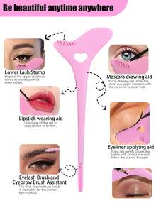 3-In-1 Eyelash, Eyeliner & Eyebrow Makeup Stencil Tool, Reusable Silicone Plastic Waterproof Multi-Function Template For Eyelash, Eyeliner Brush, Pen, Stamp, Precise Trimming, Cat Eye, Smokey Eye Makeup - Multicolor - View 4