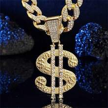 2pcs Luxury Pet Collar & Necklace Set, Fashionable Cuban Chain Big Dollar Pendant Suitable For Small/Medium/Large Dogs & Cats - Multicolor - View 7