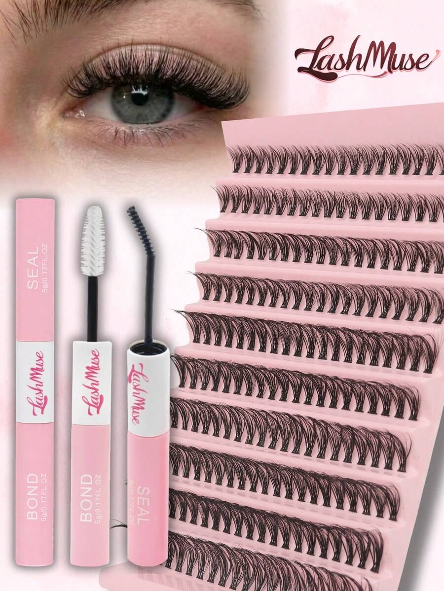 200pcs/400pcs 30D Cluster Lashes, 0.31-0.63inch Wispy Individual Lashes, Natural Look Lashes, D Curl Fluffy Cluster Lashes, DIY Eyelash Extension Kit, Includes Lash Glue, Tweezers & Brush, Perfect For Halloween, Christmas, Weddings, Parties, And Special Occasions, Eye Lash Clusters, Individual Eyelashes, Lashes, Fake Lashes