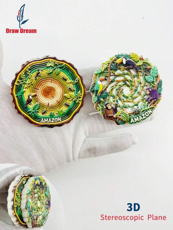 1pc Rainforest 3D Stereo Fridge Magnet, World Travel Souvenir Collection, Suitable For Home, Office Decor, Personalized Travel Memento Magnetic Fridge Sticker, Home Decor, Kitchen, Room, Office, Cabinet Craft Gift, Holiday Souvenir, Exquisite Small Gift