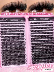MEM 640/576片D型分段式假睫毛，DIY化妆必备，大容量，柔软自然，新手友好，蓬松单根睫毛，持久浓密，混合款式，适合新手和日常使用，适用于婚礼、派对、角色扮演和音乐节等场合。 - D - 查看 10