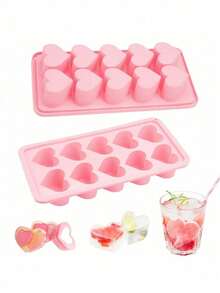 Cetakan Silikon Berbentuk Hati dengan 10 Lubang, Cocok untuk Minuman, Kue, dan Kerajinan DIY, Lembut dan Tahan Lama, Sempurna untuk Hari Valentine, Pernikahan, dan Pesta. - MultiWarna - View 4