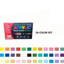 36 - Color/24 - Color/12 - Color Juegos de Marcadores de Punta Suave de Acrílico: Bolígrafos de Color y Resaltadores. Con una paleta de colores ricos y sin problemas de sangrado de tinta, estos marcadores son perfectos para grafiti, pintura y marcado diario. Como artículos de papelería esenciales, son adecuados para estudiantes hombres y mujeres, maestros de escuela y trabajadores de oficina. Un imprescindible para la temporada de regreso a clases. - Multicolor - Ver 16
