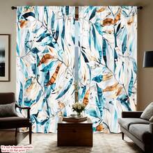 2件套现代艺术装饰薄纱窗帘，半遮光窗帘，适用于客厅、卧室，夏季轻薄窗帘 - 彩色 - 查看 4